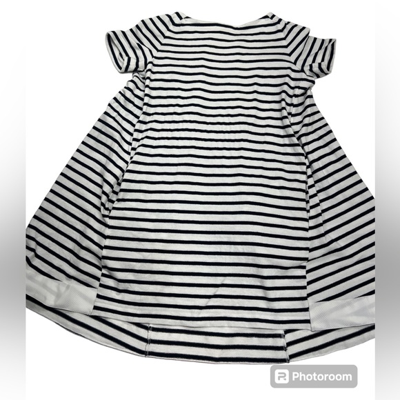 Sacai Luck Dixie Stripe Cotton Dress White Navy Size Small Tunic With Pockets - Picture 12 of 12